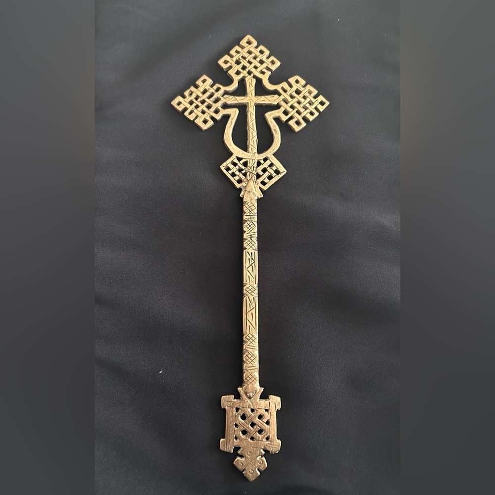 Ethiopian Antique Brass Cross Decor